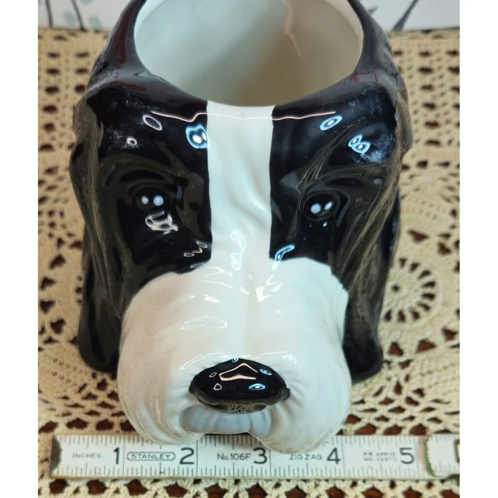 NWT Adorable Ceramic Old English Sheepdog Indoor Planter Versatile Dog Decor